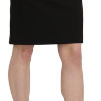 Black High Waist Pencil Cut Knee Length Formal Skirt