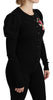 Black Floral Long Sleeve Cardigan Sweater
