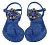 Blue Crystal Sandals Flip Flops Shoes