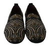 Black Crystal Beaded Mens Loafers Shoes
