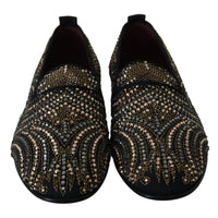 Black Crystal Beaded Mens Loafers Shoes
