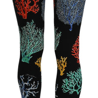 Black Coral Tights Silk Stretch Slim Fit Pants