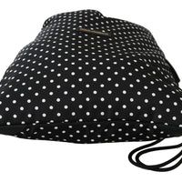 Black Dotted Adjustable Drawstring Women Nap Sack  Bag