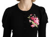 Black Floral Long Sleeve Cardigan Sweater