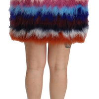 Red Blue High Waist Mini Feather Skirt