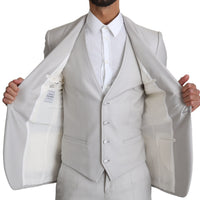 Silver Single Breasted 3 Piece Wool Suit