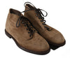 Beige Leather Brogue Derby Boots Shoes