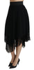 Black A-line High Waist Midi Fringes  Skirt