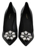 Black Leather Crystals Bellucci Pumps Shoes