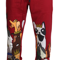 Red Dogs Print Sports Cotton Trouser Pants