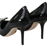 Black Leather Crystals Bellucci Pumps Shoes