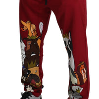 Red Dogs Print Sports Cotton Trouser Pants