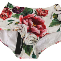 White Floral Print Beachwear Bottom Bikini
