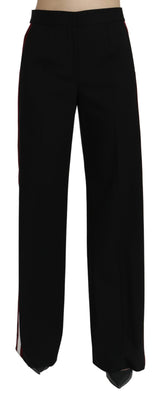 Black High Waist Straight Virgin Wool Pants