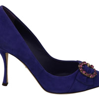 Purple Suede Crystal High Heel Pumps Shoes