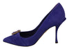 Purple Suede Crystal High Heel Pumps Shoes