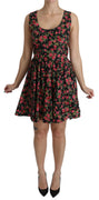 Black Floral Sheath Sleeveless Mini Dress