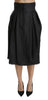 Black Pleated High Waist Midi Nylon Skirt