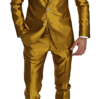 Gold Silk Slim Fit 3 Piece SICILIA Suit
