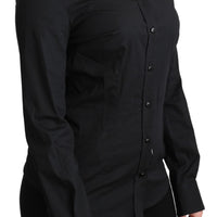 Black Formal Dress Shirt Cotton Top Shirt