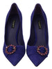 Purple Suede Crystal High Heel Pumps Shoes