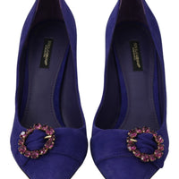 Purple Suede Crystal High Heel Pumps Shoes