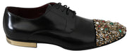 Black Leather Crystal Dress Mens Shoes