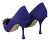 Purple Suede Crystal High Heel Pumps Shoes