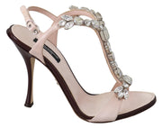 Pink Crystals Ankle Strap Sandals Shoes