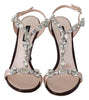 Pink Crystals Ankle Strap Sandals Shoes