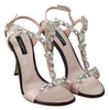 Pink Crystals Ankle Strap Sandals Shoes