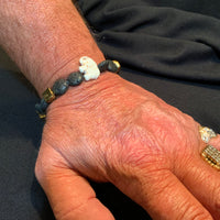 White Elephants with Lava Beads Bracelet