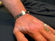 White Elephants with Lava Beads Bracelet