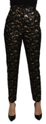 Black Gold Brocade High Waist Pants