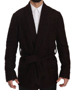 Bordeaux Robe Coat Mens Wrap  Jacket