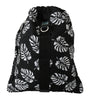 Black Palm Leaves Adjustable Drawstring Nap Sack Bag