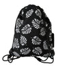 Black Palm Leaves Adjustable Drawstring Nap Sack Bag