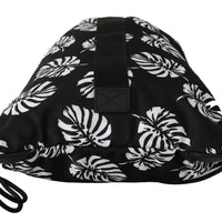 Black Palm Leaves Adjustable Drawstring Nap Sack Bag