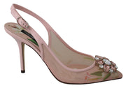 Pink Bellucci Crystals Slingback Pumps Shoes