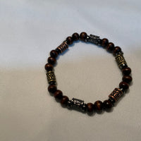 Wood Bead 8mm with Cylinders Man's Bracelet