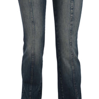 Blue  Denim Regular Stretch Bootcut Flared Pants