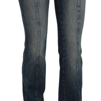 Blue  Denim Regular Stretch Bootcut Flared Pants