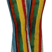Multicolor Stripes Flared Brocade Pants