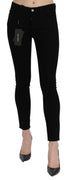 Black Mid Waist Skinny PRETTY Cotton Jeans