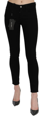 Black Mid Waist Skinny PRETTY Cotton Jeans