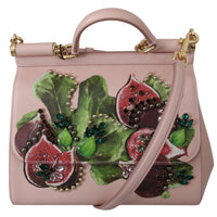 Pink Fruit Shoulder Purse Borse Crystal Fig SICILY Leather Bag