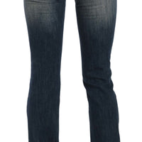 Blue  Denim Regular Stretch Bootcut Flared Pants