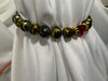 Red Crystal Heart with Gold and Grey Beads Bracelet