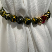 Red Crystal Heart with Gold and Grey Beads Bracelet