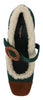 Green Suede Fur Shearling Mary Jane Shoes